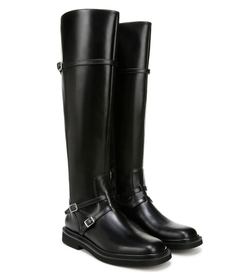 Franco Sarto Ainsley Tall Riding Boot Sz 8 Black Leather Low Heel Knee-High New